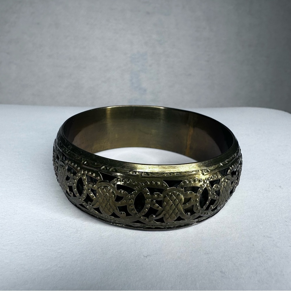 Brass Tone Openwork Cuff Bracelet